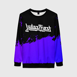 Свитшот женский Judas Priest purple grunge, цвет: 3D-черный