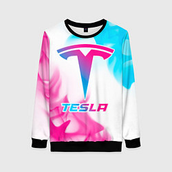 Свитшот женский Tesla neon gradient style, цвет: 3D-черный