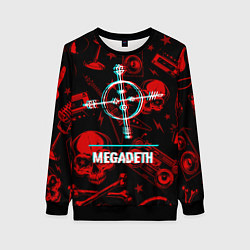 Свитшот женский Megadeth rock glitch, цвет: 3D-черный