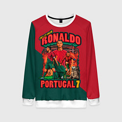Свитшот женский Криштиану Роналду сборная Португалии 7, цвет: 3D-белый