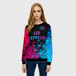 Свитшот женский Led Zeppelin - neon gradient: символ сверху, цвет: 3D-черный — фото 2