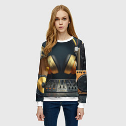 Свитшот женский Золотые наушники, цвет: 3D-белый — фото 2