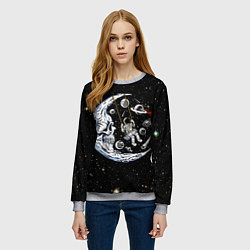 Свитшот женский Космические качели - череп, цвет: 3D-меланж — фото 2