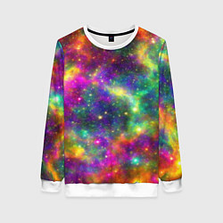 Свитшот женский Яркий неоновый космос, цвет: 3D-белый