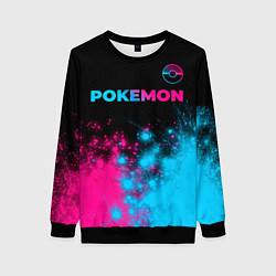 Свитшот женский Pokemon - neon gradient: символ сверху, цвет: 3D-черный