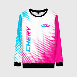 Женский свитшот Chery neon gradient style: надпись, символ