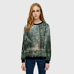 Свитшот женский Тени деревьев и краски, цвет: 3D-черный — фото 2