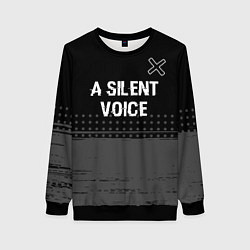 Свитшот женский A Silent Voice glitch на темном фоне: символ сверх, цвет: 3D-черный