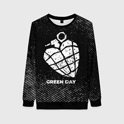 Свитшот женский Green Day с потертостями на темном фоне, цвет: 3D-черный