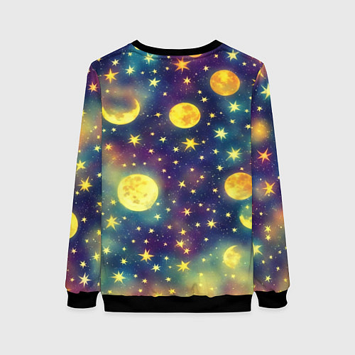 Женский свитшот Космос, Луна и Солнце / 3D-Черный – фото 2