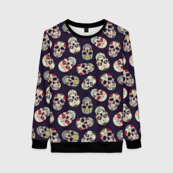 Свитшот женский Узор с черепами Pattern with skulls, цвет: 3D-черный