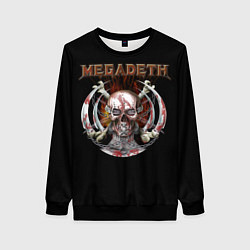 Свитшот женский Megadeth - боевой череп, цвет: 3D-черный