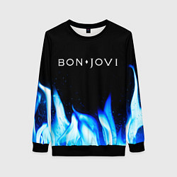 Свитшот женский Bon Jovi blue fire, цвет: 3D-черный