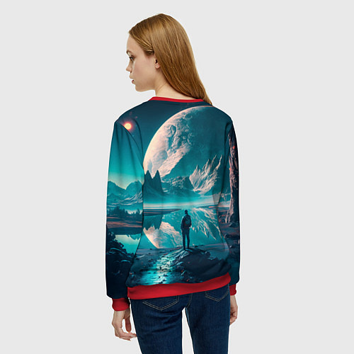 Женский свитшот Человек на неизвестной планете / 3D-Красный – фото 4