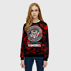 Свитшот женский Ramones rock glitch, цвет: 3D-черный — фото 2