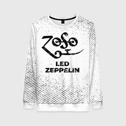 Свитшот женский Led Zeppelin с потертостями на светлом фоне, цвет: 3D-белый