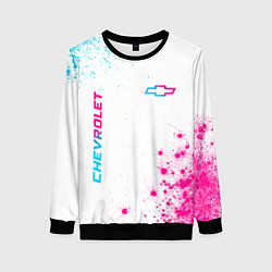 Женский свитшот Chevrolet neon gradient style: надпись, символ