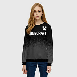 Свитшот женский Minecraft glitch на темном фоне: символ сверху, цвет: 3D-черный — фото 2