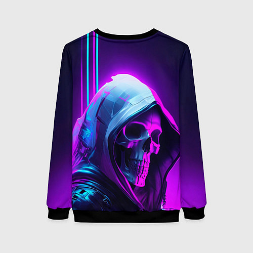 Женский свитшот Череп в неоновом свете / 3D-Черный – фото 2