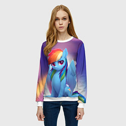 Свитшот женский Пони Рейнбоу Дэш, цвет: 3D-белый — фото 2