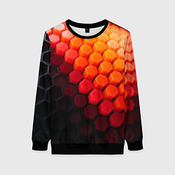 Свитшот женский Hexagon orange, цвет: 3D-черный