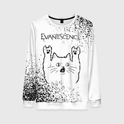 Женский свитшот Evanescence рок кот на светлом фоне