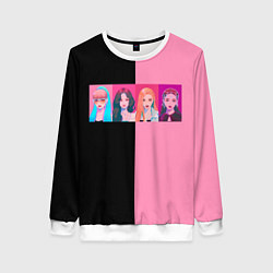 Женский свитшот Группа Black pink на черно-розовом фоне