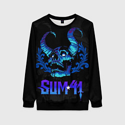 Свитшот женский Sum41 horns skull, цвет: 3D-черный