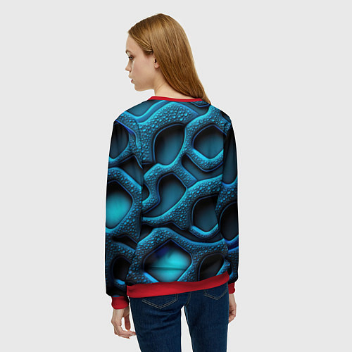 Женский свитшот CS GO blue neon logo / 3D-Красный – фото 4