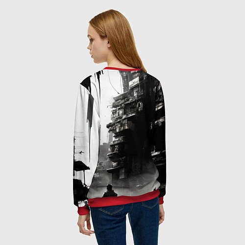 Женский свитшот Кибернетический кицунэ / 3D-Красный – фото 4