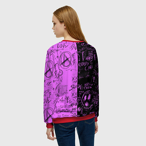 Женский свитшот Dead inside purple black / 3D-Красный – фото 4