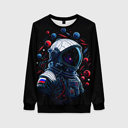 Свитшот женский Российский астронавт - планеты, цвет: 3D-черный