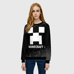 Свитшот женский Minecraft glitch на темном фоне, цвет: 3D-черный — фото 2