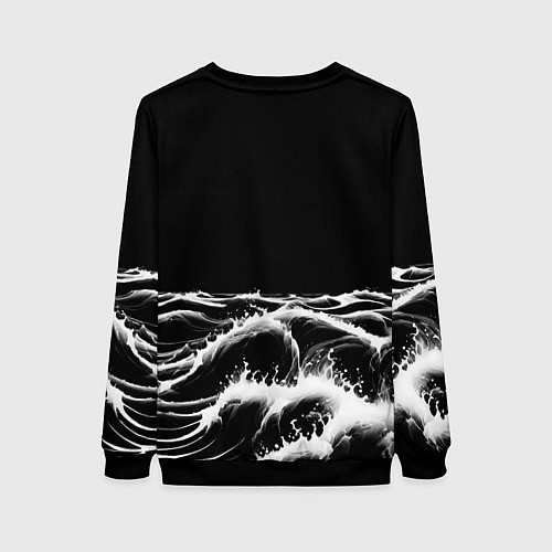 Женский свитшот Черные бущующие волны / 3D-Черный – фото 2