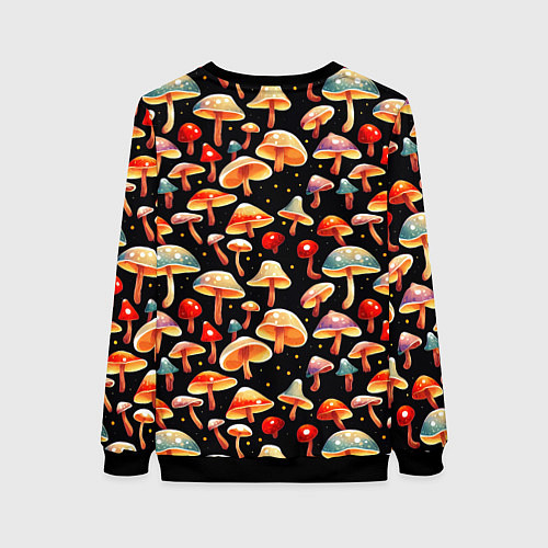 Женский свитшот Разноцветный грибной паттерн / 3D-Черный – фото 2