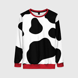 Свитшот женский Принт - пятна коровы, цвет: 3D-красный