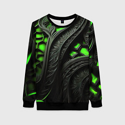 Свитшот женский Green black abstract, цвет: 3D-черный