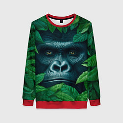 Свитшот женский Горилла в кустах, цвет: 3D-красный