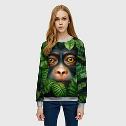 Свитшот женский Черная обезьянка, цвет: 3D-меланж — фото 2