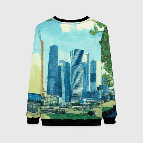 Женский свитшот Москва-сити Ван Гог / 3D-Черный – фото 2