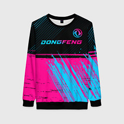 Свитшот женский Dongfeng - neon gradient: символ сверху, цвет: 3D-черный