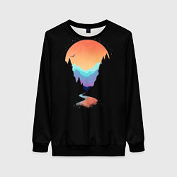 Женский свитшот Неоновое солнце SynthWave