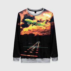 Свитшот женский Боинг 737 Суровый закат, цвет: 3D-меланж