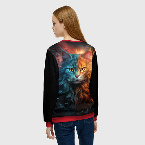 Женский свитшот Сердитый котик / 3D-Красный – фото 4