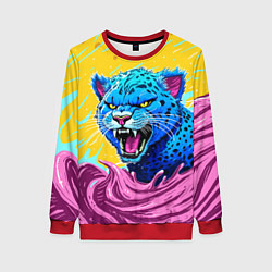 Свитшот женский Кислотный Леопард, цвет: 3D-красный