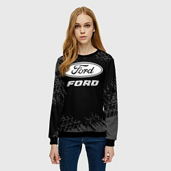 Свитшот женский Ford speed на темном фоне со следами шин, цвет: 3D-черный — фото 2