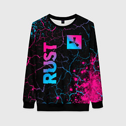 Свитшот женский Rust - neon gradient: надпись, символ, цвет: 3D-черный