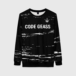 Свитшот женский Code Geass glitch на темном фоне: символ сверху, цвет: 3D-черный