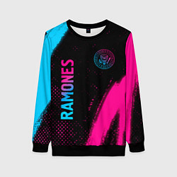 Свитшот женский Ramones - neon gradient: надпись, символ, цвет: 3D-черный