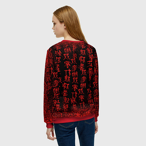 Женский свитшот Дракон и катана - иероглифы / 3D-Красный – фото 4